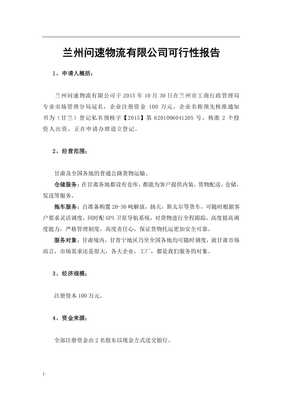 物流公司道路運輸可行性報告范本